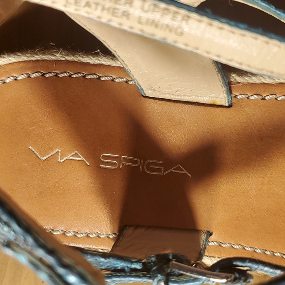 VIA SPIGA LEATHER SNAKE PRINT SANDALS - Picture 2 of 4